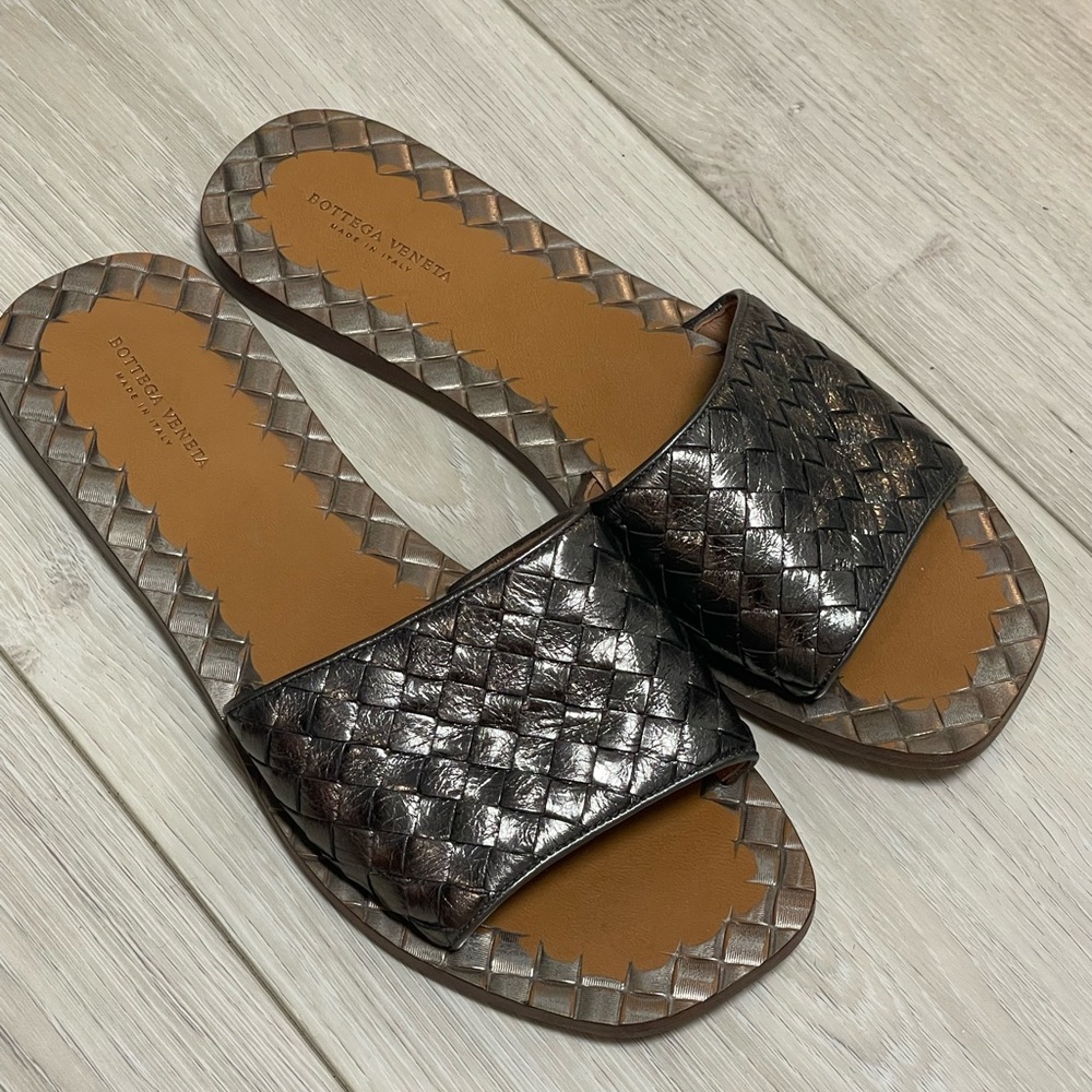 Bottega Veneta Woven Slide Sandals
